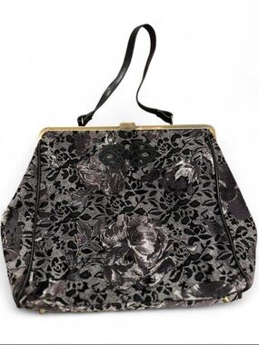 Vintage-Inspired Black and Silver Floral Handbag by Cami